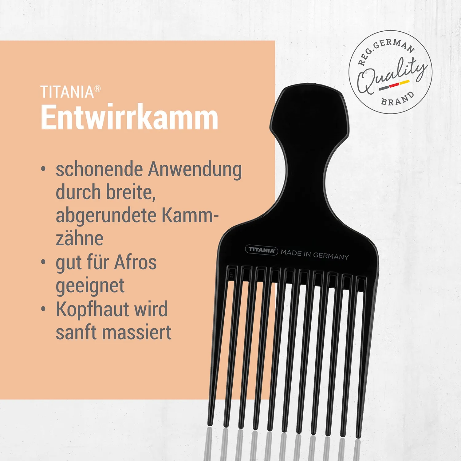 Titania Afrokamm Lockenkamm schwarz grobzinkig