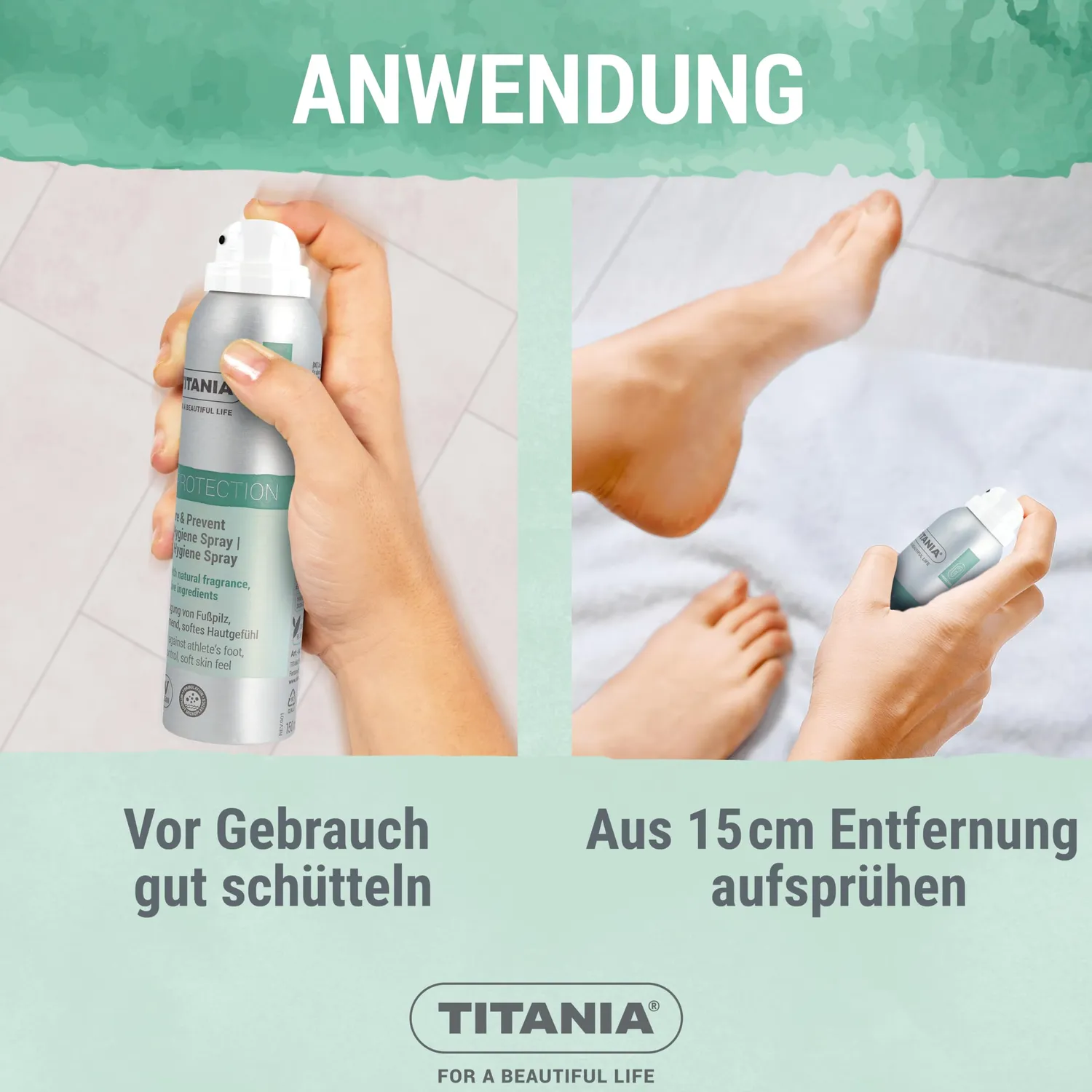 Titania Fußspray 150 ml Teebaumöl vegan mikroplastikfrei