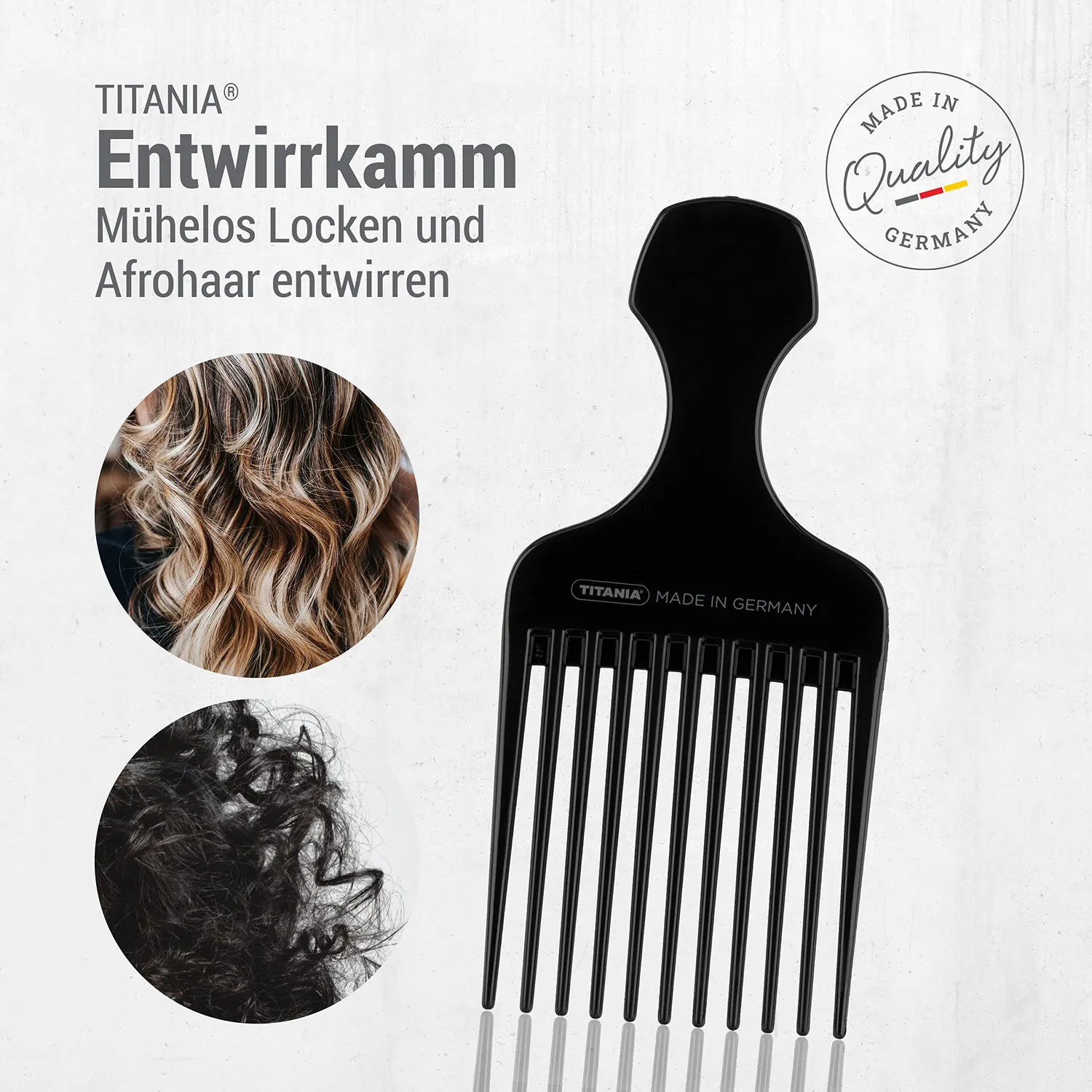 Titania Afrokamm Lockenkamm schwarz grobzinkig