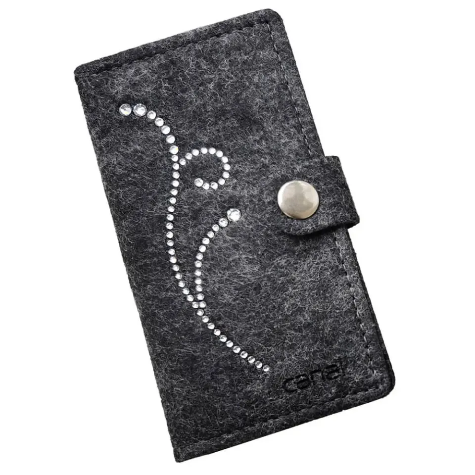 Canal Instrumente Maniküre-Etui Filz grau leer Strass