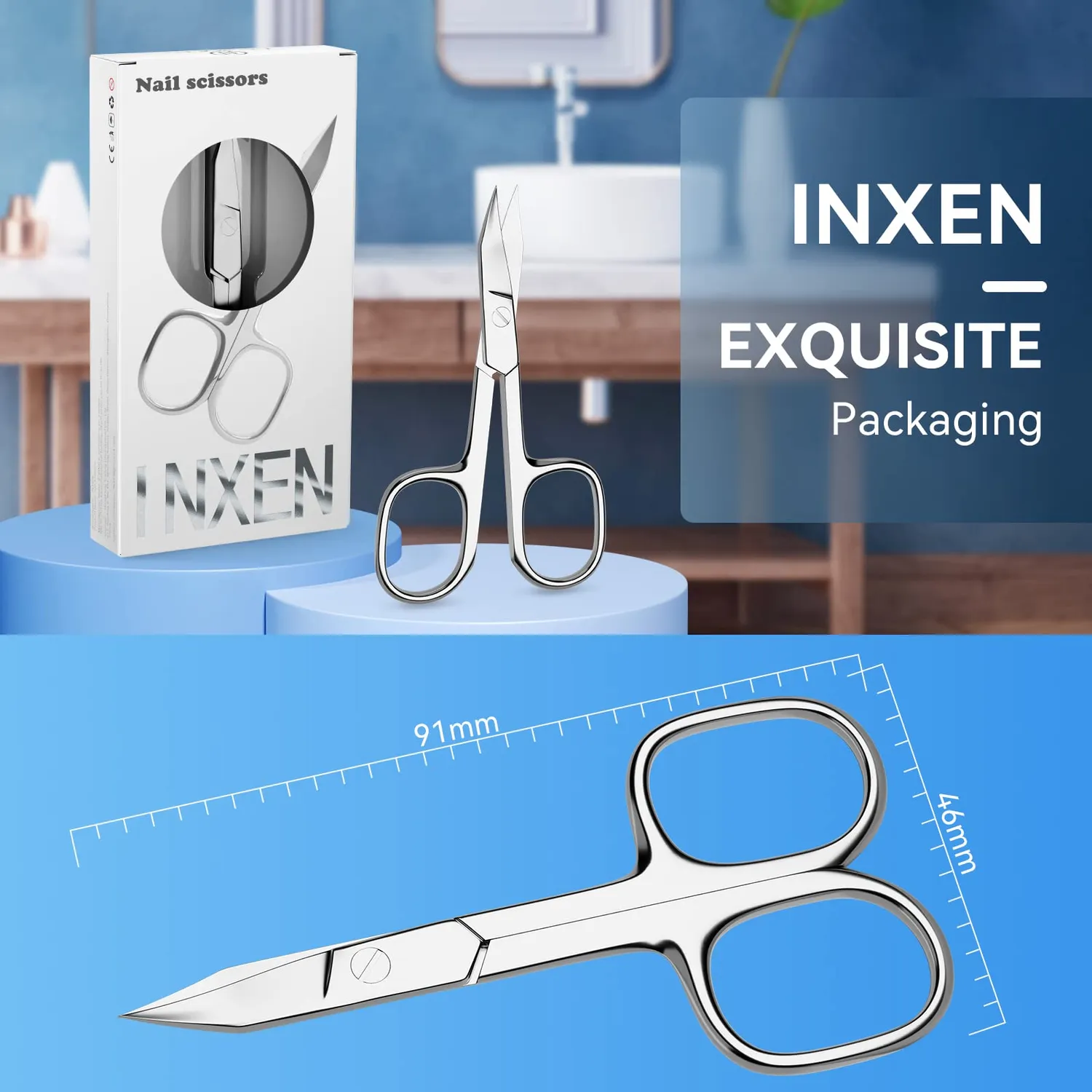 INXEN Profi Nagelschere gebogen Edelstahl rostfrei