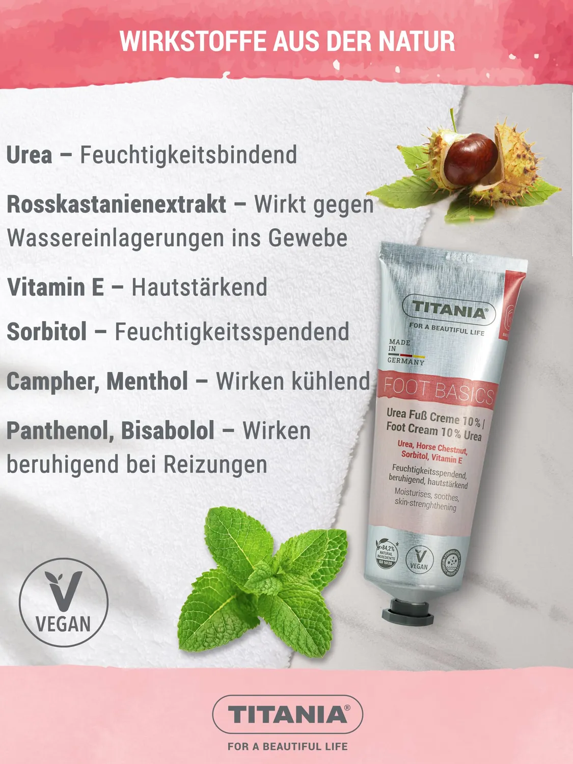 Titania Fußcreme Urea 10% 75 ml für sehr trockene Füße