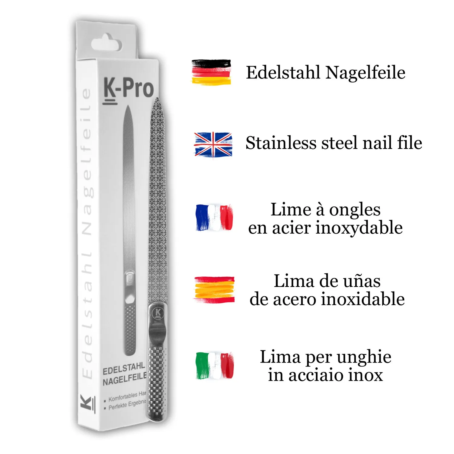 K-Pro Edelstahl Nagelfeile 15,4 cm Maniküre Pediküre