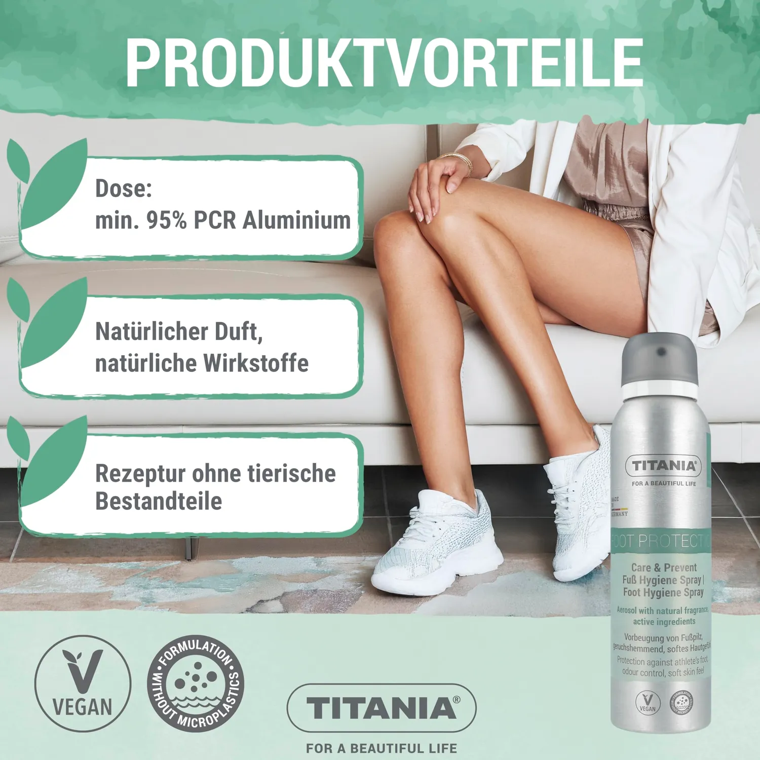 Titania Fußspray 150 ml Teebaumöl vegan mikroplastikfrei
