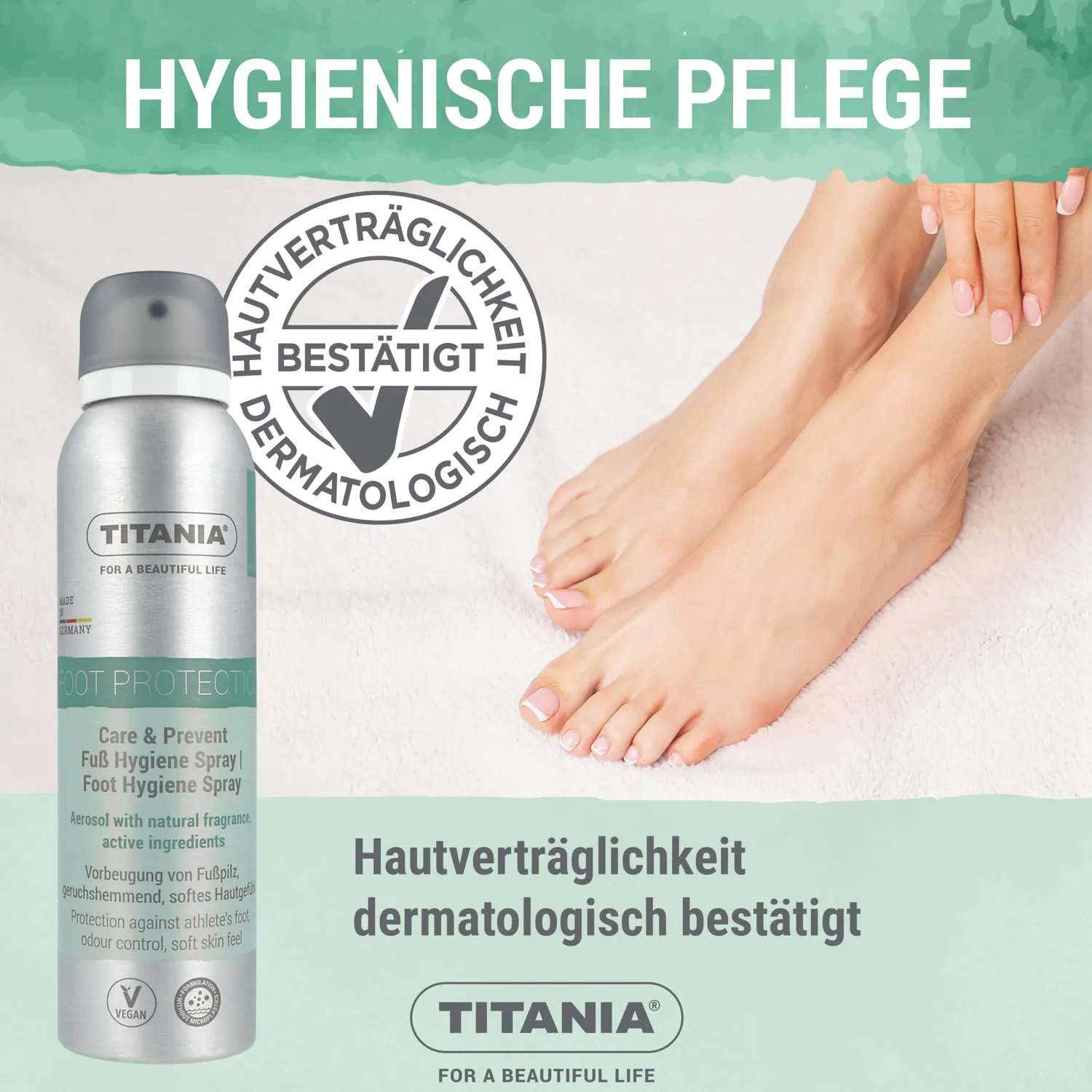 Titania Fußspray 150 ml Teebaumöl vegan mikroplastikfrei