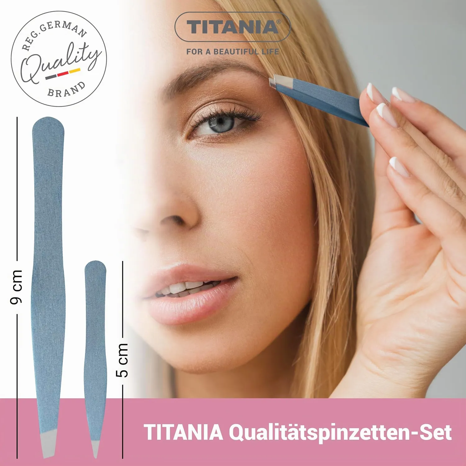 Titania Pinzetten Set Gold Edelstahl 2-teilig schräg