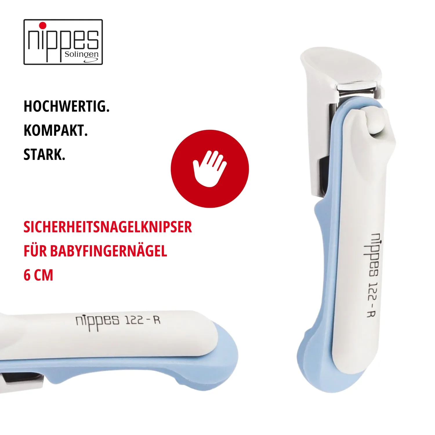 Nippes Solingen Baby Nagelknipser Blau 8 cm abgerundet