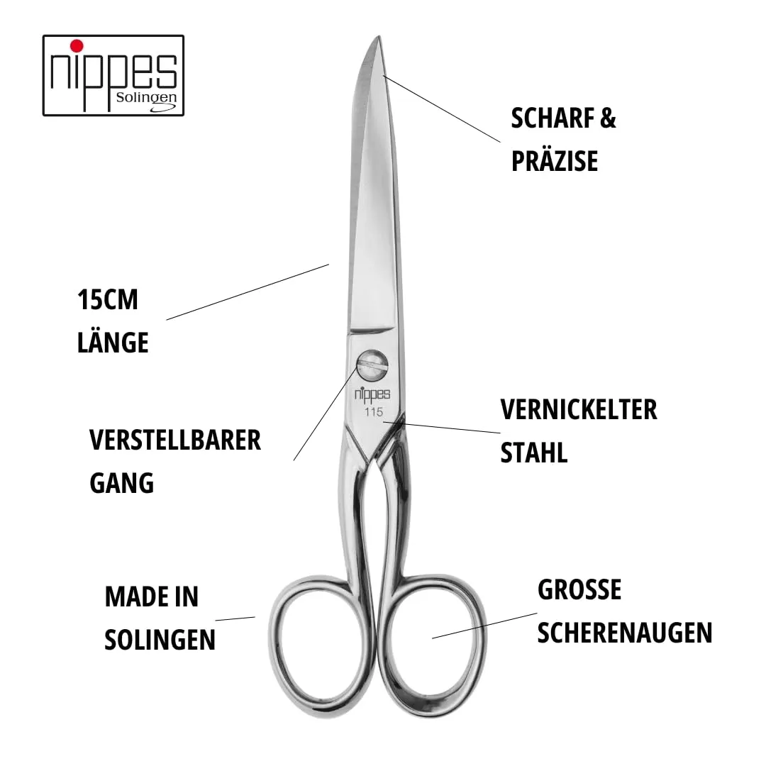 Nippes Solingen Linkshänder Haushaltschere 15 cm vernickelt