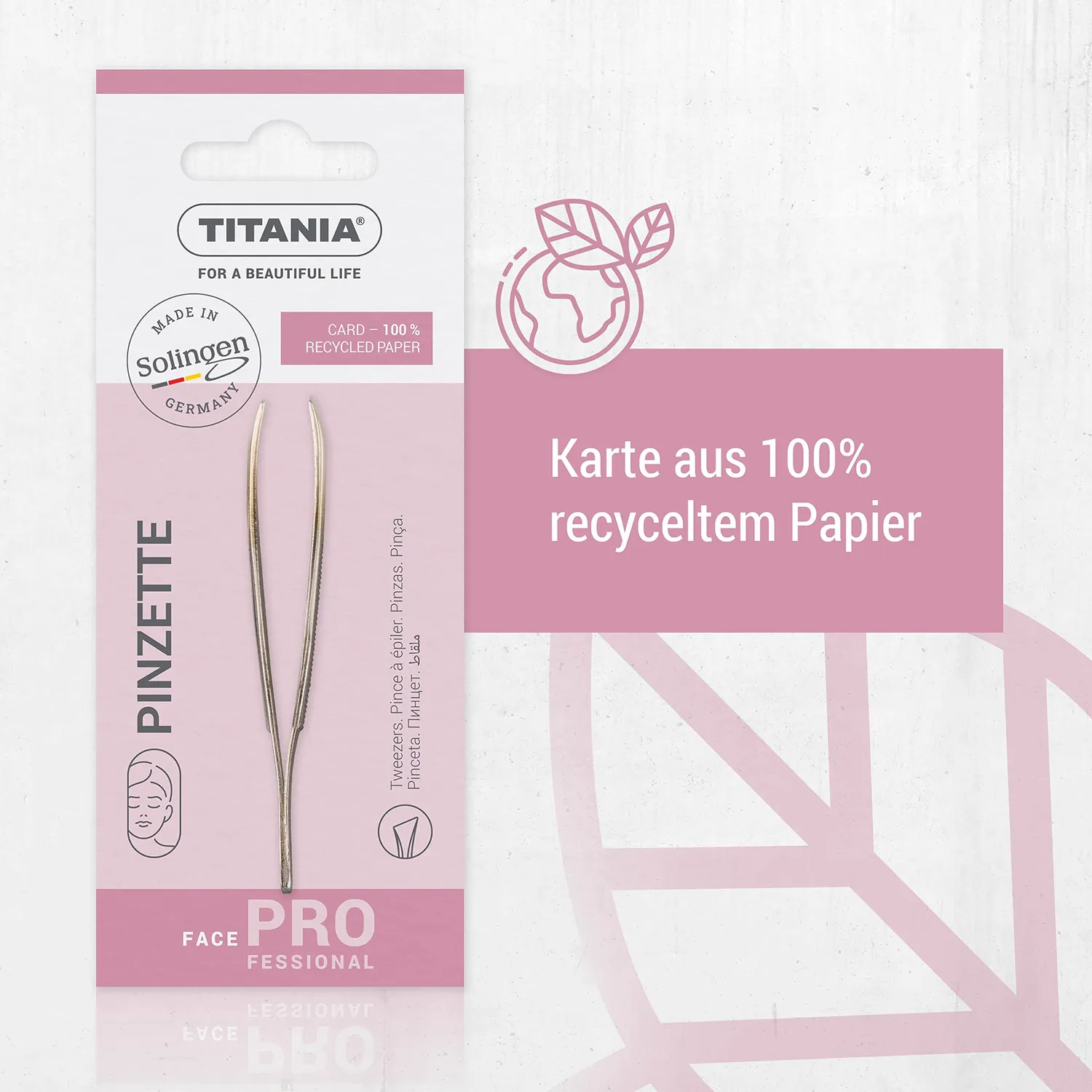 Titania Face Pinzette 8 cm vergoldet Silver Gold schräg