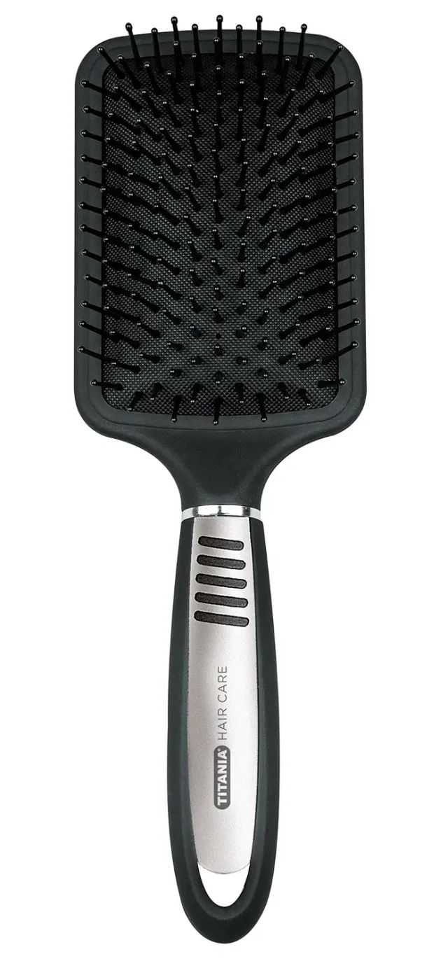 Titania Paddle Haarbürste schwarz-silber 25 cm