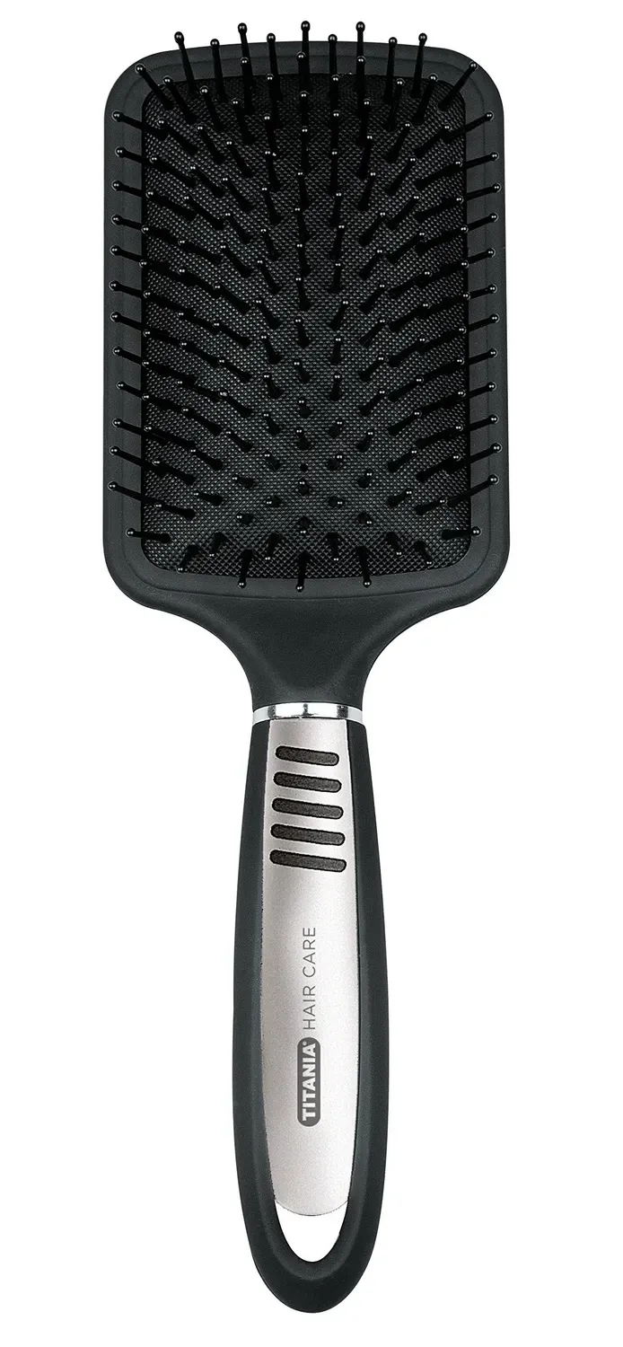 Titania Paddle Haarbürste schwarz-silber 25 cm