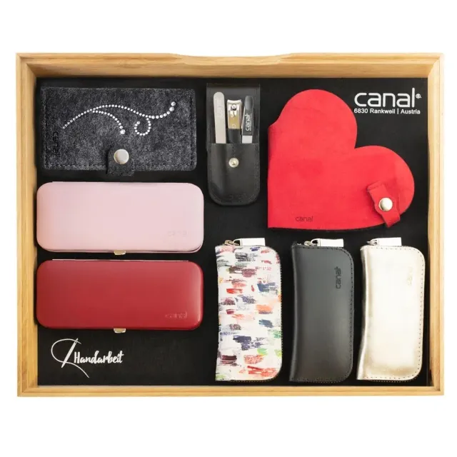 Canal Etui-Zahlteller Eiche mit 8 Etuis Leder Filz