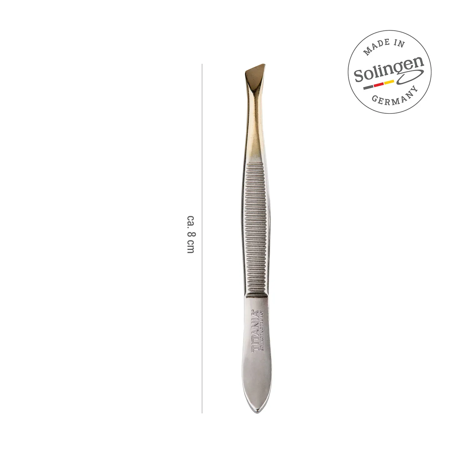 Titania Face Pinzette 8 cm vergoldet Silver Gold schräg