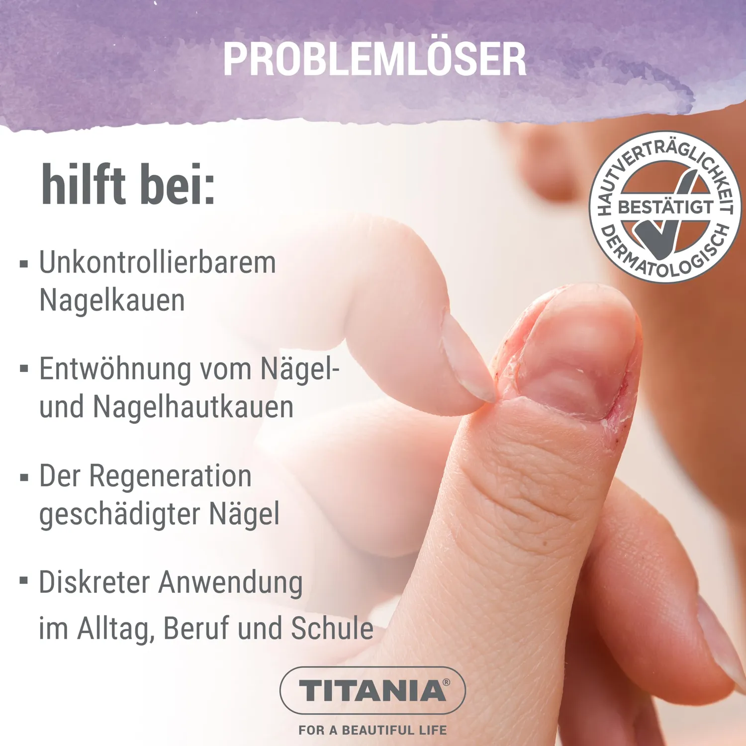 Titania Nagelkau Stopp Bitterlack 12 ml farblos vegan