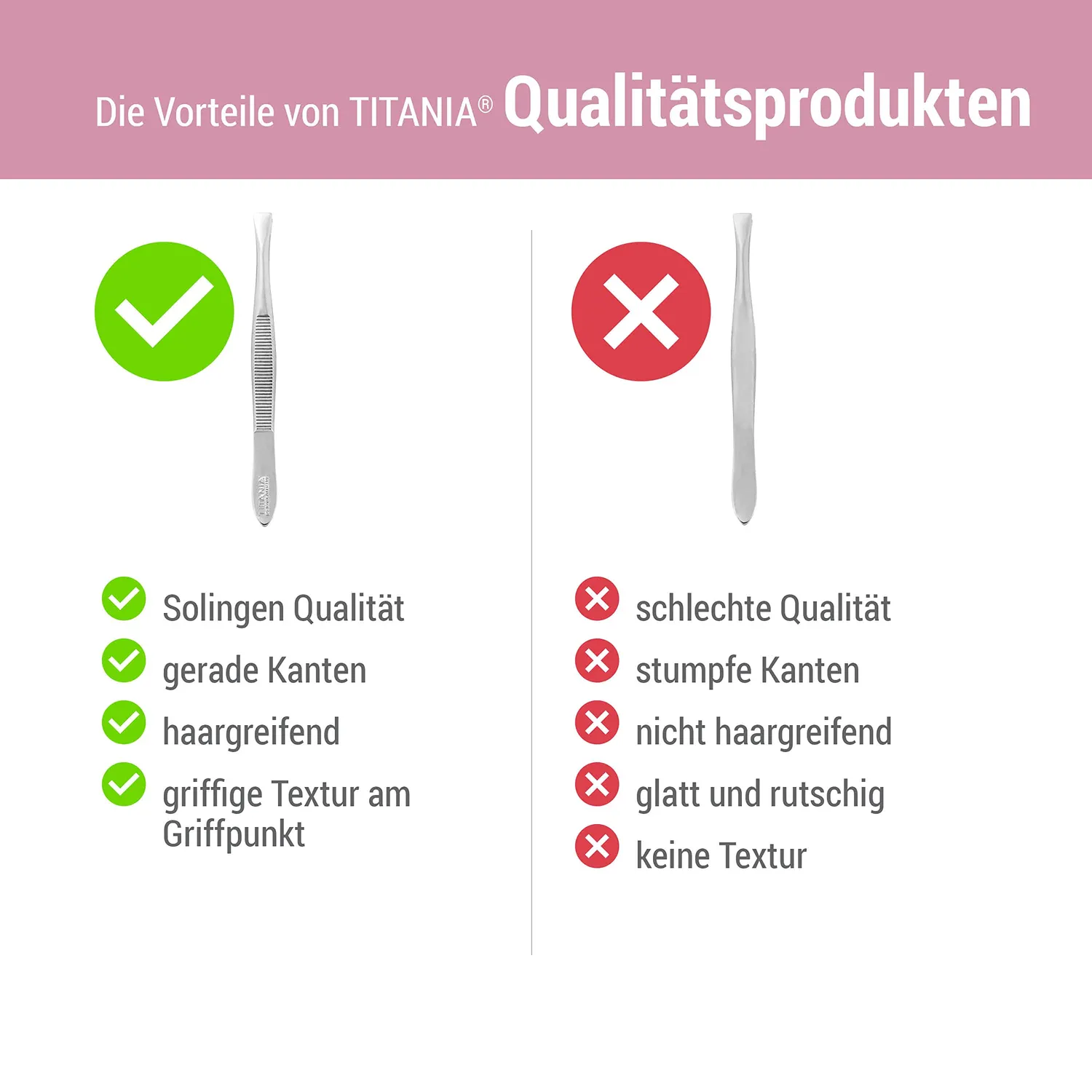 Titania Face Pinzette 8 cm gerade Spitze silberfarben