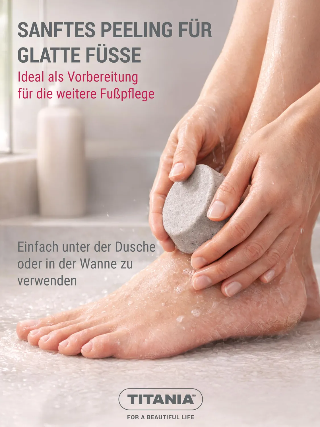 Titania 3in1 Fußpeeling Seife fest Bimsstein Sheabutter