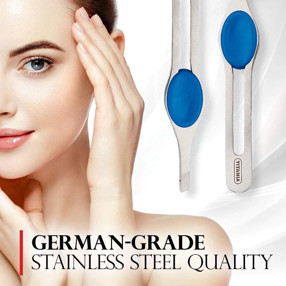 Titania Pinzette 9 cm schräg blau Edelstahl rostfrei