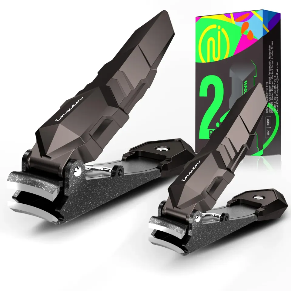 INXEN Profi Nagelknipser 2 Stück Schwarz mit Auffangbehälter