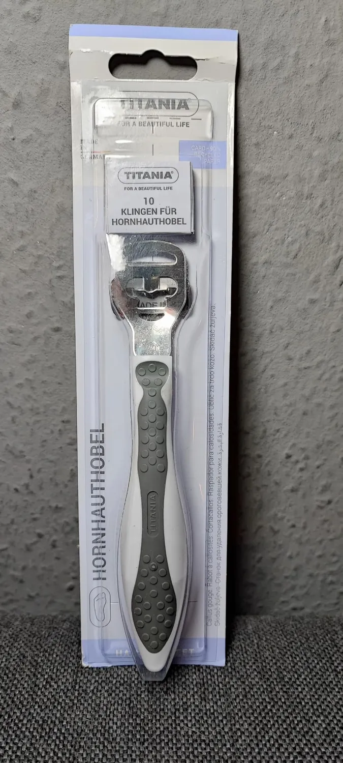 Titania Hornhauthobel Edelstahl Apricot mit 10 Klingen