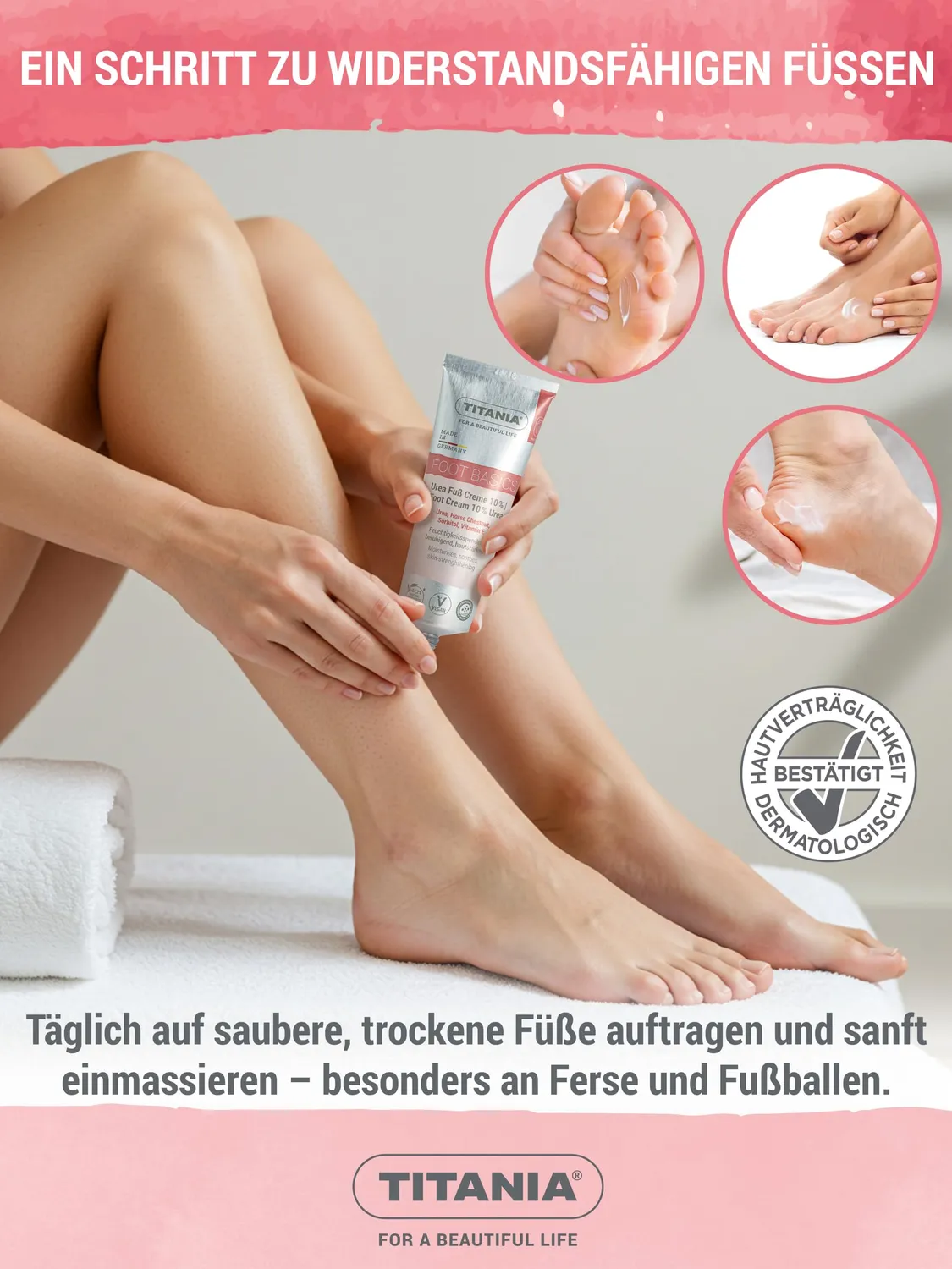 Titania Fußcreme Urea 10% 75 ml für sehr trockene Füße