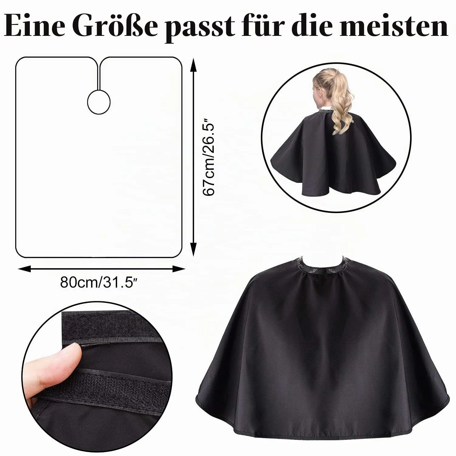 Noverlife Make-up-Umhang Schwarz 80x67 cm Nylon