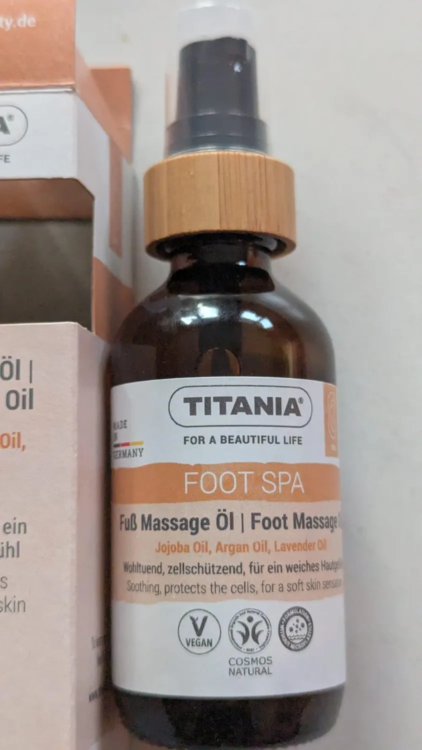 Titania Fuß Massage Öl 58 ml vegan Jojoba Argan